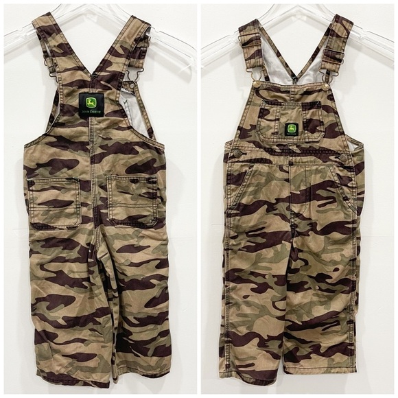 John Deere Camo Overalls Green Cotton 2T Kids - Picture 1 of 5